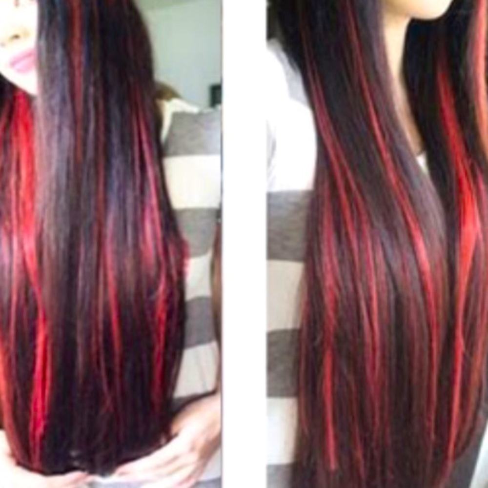 🌱 5 for 50!  ❤️ Long Clip-In Hair Extension Bright Red 21”